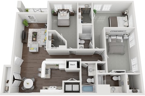 Floor plan for 3 beds, 3 baths, 1510 sqft